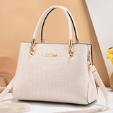 Women's Croc-Effect Shoulder Bag with Adjustable Strap