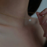Women's Minimalist Sterling Silver Zirconia Pendant Necklace
