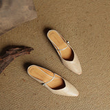 Virelia Leather Mary Jane Mules – Pointed Toe Elegance with All-Day Comfort