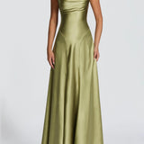 Women's Satin Sweetheart Strapless Maxi Dress