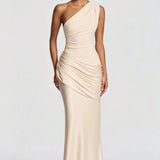 One Shoulder Ruched Maxi Dress
