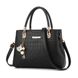 Women's Croc-Effect Shoulder Bag with Adjustable Strap
