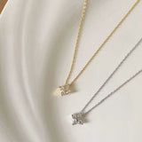 Women's Minimalist Sterling Silver Zirconia Pendant Necklace