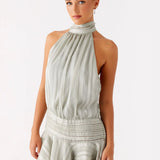 Halter Neck Ruffle Romper