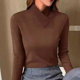 Women's Asymmetric Collar Long Sleeve Top