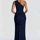 One Shoulder Ruched Maxi Dress