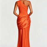One Shoulder Ruched Maxi Dress