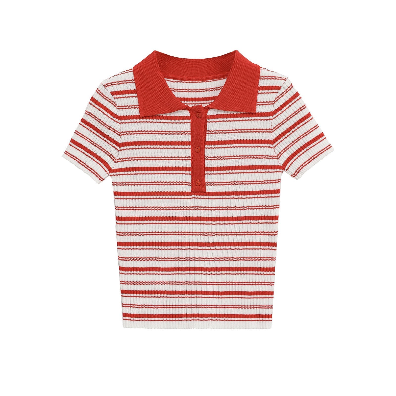 Slim Fit Striped Short Sleeve Women Polo Shirt