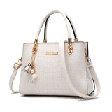 Women's Croc-Effect Shoulder Bag with Adjustable Strap