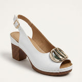Women's Glossy Ankle Strap Cushioned Block Heels
