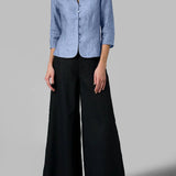 Stand Collar Linen Blend Blouse