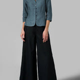 Stand Collar Linen Blend Blouse