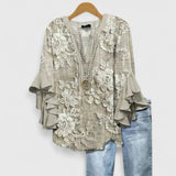 Bohemian Floral Ruffle Sleeve Blouse