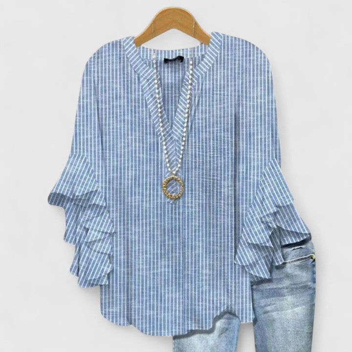 Bohemian Floral Ruffle Sleeve Blouse