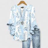 Bohemian Floral Ruffle Sleeve Blouse