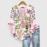 Bohemian Floral Ruffle Sleeve Blouse