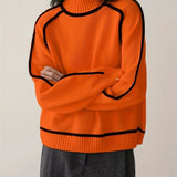 Women's Turtleneck Contrast Trim Knit Sweater