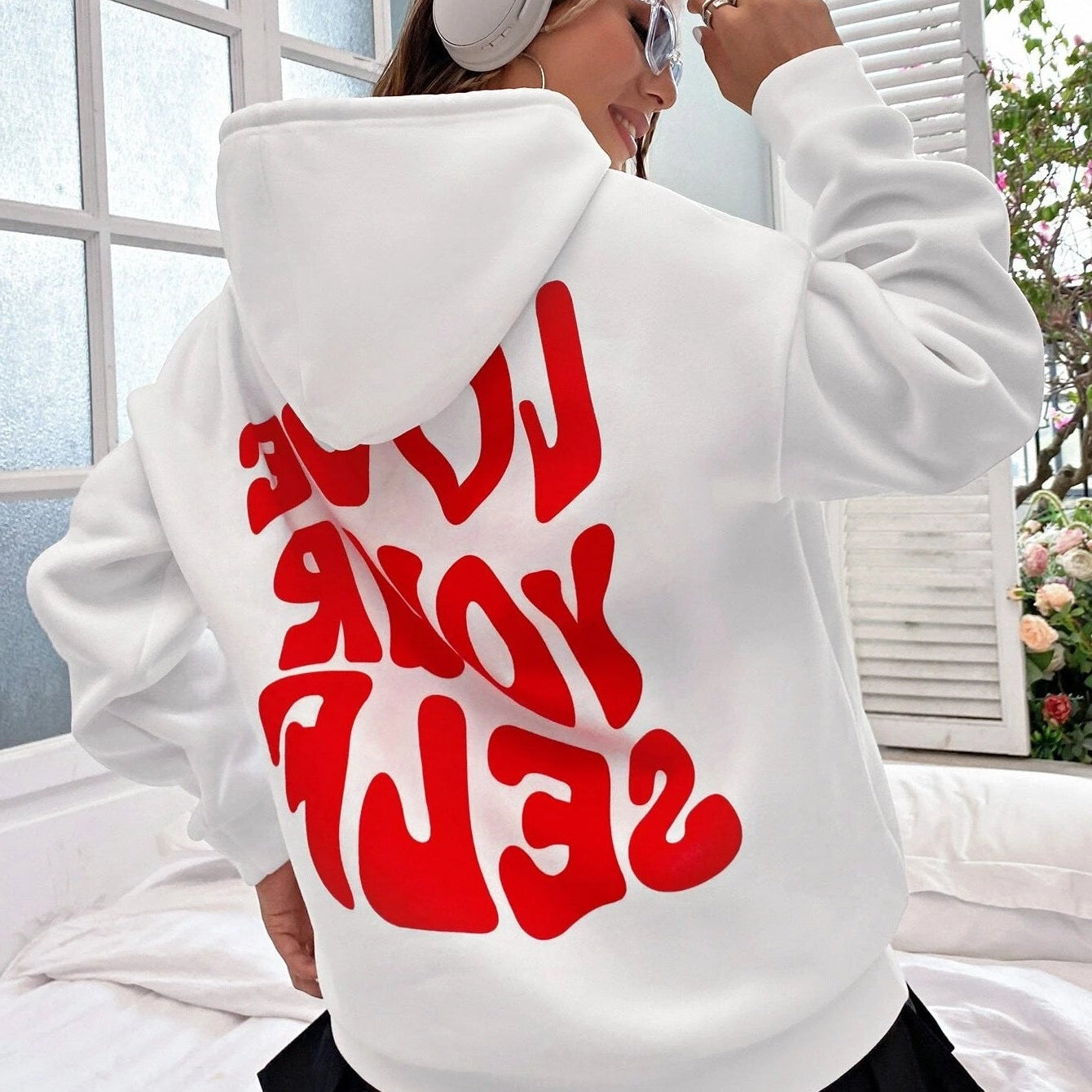 Graphic Print Pullover Hoodie