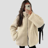 Sherpa Teddy Oversized Jacket with High Collar