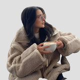 Sherpa Teddy Oversized Jacket with High Collar