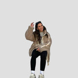 Sherpa Teddy Oversized Jacket with High Collar