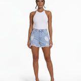 Women's Wide Fit Distressed Denim Shorts