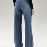 Women's Mid-Rise Wide-Leg Blue Denim Jeans