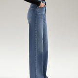 Women's Mid-Rise Wide-Leg Blue Denim Jeans