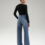 Women's Mid-Rise Wide-Leg Blue Denim Jeans