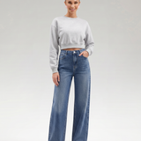 Women's Mid-Rise Wide-Leg Blue Denim Jeans