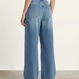 Women's Mid-Rise Wide-Leg Blue Denim Jeans