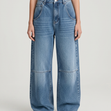 Women's Mid-Rise Wide-Leg Blue Denim Jeans
