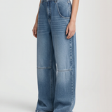 Women's Mid-Rise Wide-Leg Blue Denim Jeans