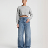 Women's Mid-Rise Wide-Leg Blue Denim Jeans