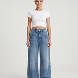 Women's Mid-Rise Wide-Leg Blue Denim Jeans
