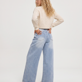 Women's Mid-Rise Wide-Leg Light Blue Jeans