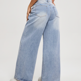 Women's Mid-Rise Wide-Leg Light Blue Jeans