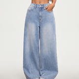 Women's Mid-Rise Wide-Leg Light Blue Jeans