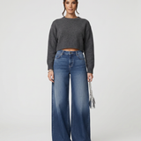 Women's Mid-Rise Wide-Leg Blue Denim Jeans
