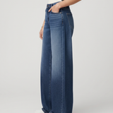 Women's Mid-Rise Wide-Leg Blue Denim Jeans