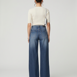 Women's Mid-Rise Wide-Leg Blue Denim Jeans