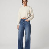 Women's Mid-Rise Wide-Leg Blue Denim Jeans