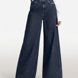 Women's High-Waist Wide-Leg Blue Denim Jeans