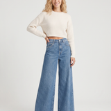 Women's High-Waist Wide-Leg Blue Denim Jeans