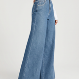 Women's High-Waist Wide-Leg Blue Denim Jeans