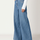 Women's High-Waist Wide-Leg Blue Denim Jeans