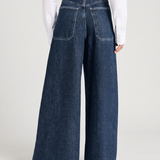 Women's High-Waist Wide-Leg Blue Denim Jeans