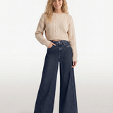 Women's High-Waist Wide-Leg Blue Denim Jeans