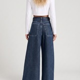 Women's High-Waist Wide-Leg Blue Denim Jeans