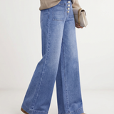 Women's High-Waist Wide-Leg Button-Front Denim Jeans